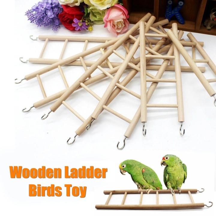 Image showcasing Bird Wooden New Ladder Tools DIY Climbing Perch Cockatiel Parakeet ...