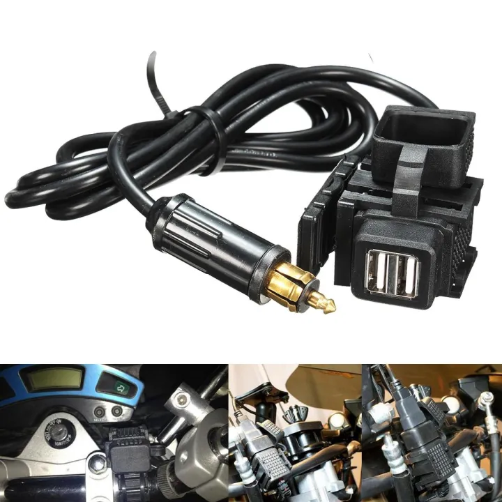 Motorcycle Mobile Phone Dual USB Power Motors Supply Port Socket ...