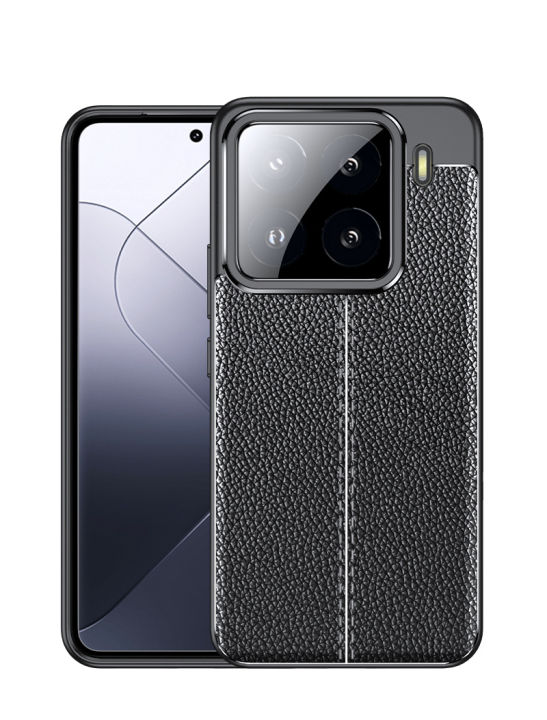 For Xiaomi 15 Pro Case PU Leather Business Back Cover Camera Protection Shockproof Softcase