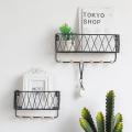 Nordic Metal Highquality Wall Grid Hanging Mount Shelf Home Furnishing Storage Rack Holder Home Decoration Small - Small black. 
