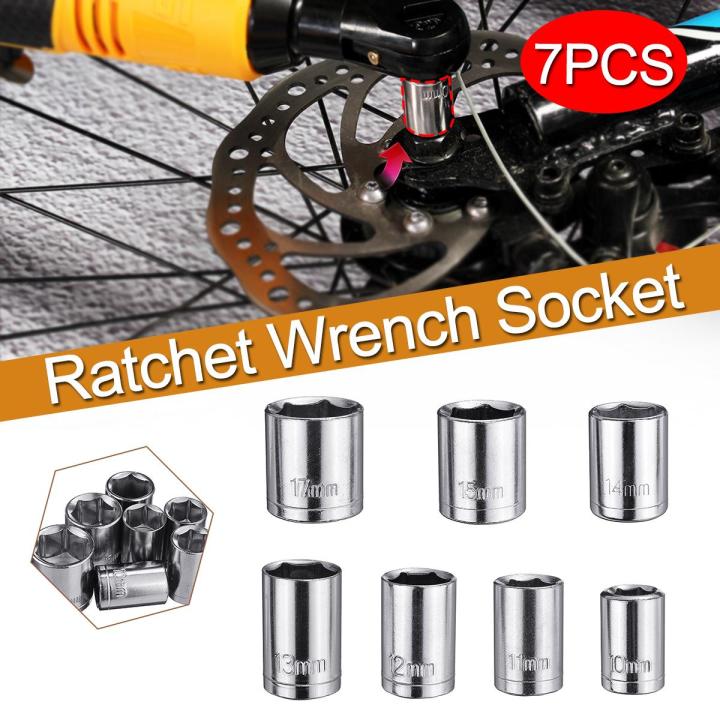 7PCS 10/11/12/13/14/15/17mm New Stainless Steel Ratchet Wrench Socket Set -