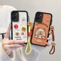 lthmy for OPPO A96 4G Case Compatible with Leather Case Cute Cartoon Protection Edge Soft and Shockproof Cell Cover with Lanyard Phone Cover. 