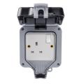 Outdoor Plug Socket Box Waterproof Electrical Switched 13A Storm Single Socket - White. 