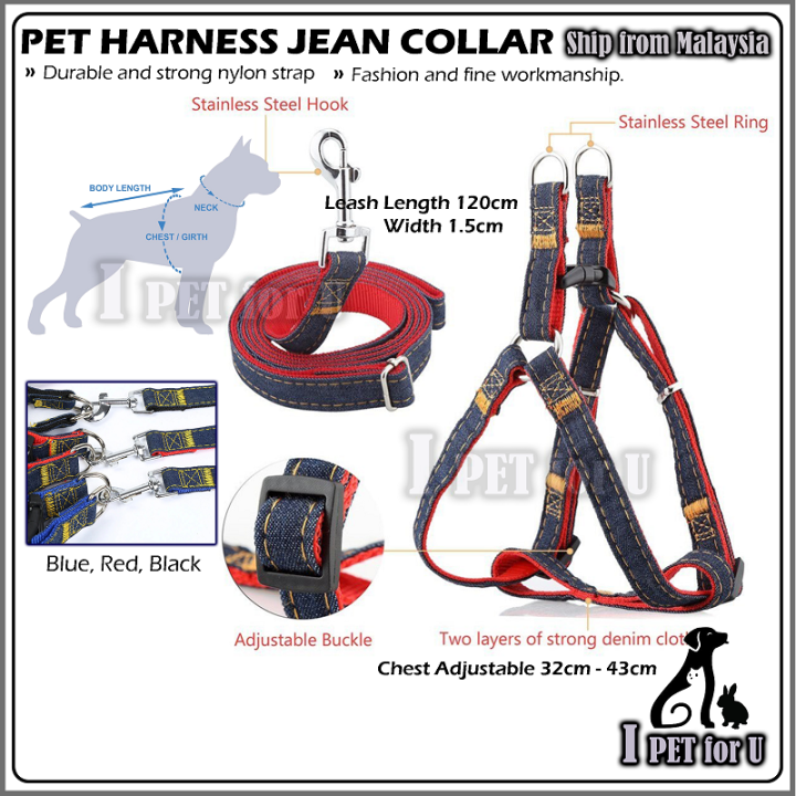 Malaysia Pet Harness Jeans Collar Dog Collars Puppy Comfortable Adjustable Kolar Animal Nylon Strap