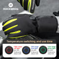 ROCKBROS Induction Heating Cycling Gloves Touch Screen Warm Windproof Softly Charging Heating Gloves Winter Motorcycle Bicycle Outdoor Sports Equipment. 