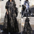 ZANZEA Women Long Sleeve Retro Floral Printed Kaftan Baggy Gown Abaya Maxi Dress. 
