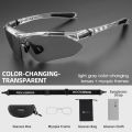ROCKBROS Cycling Glasses Photochromic Polarized Lens Detachable Headband Myopia Frame Sports Sunglasses. 