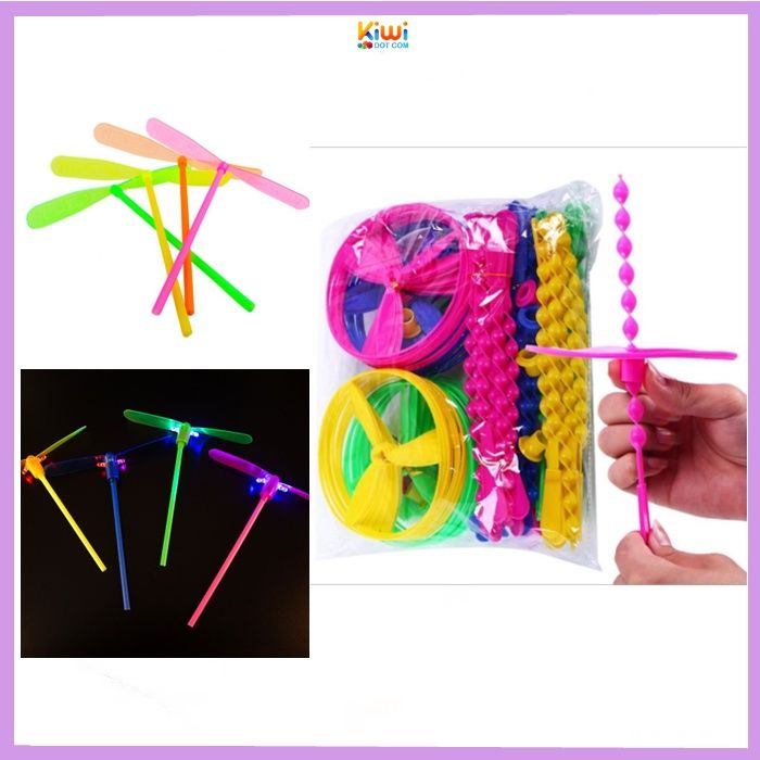 Classic Nostalgia LED Toy Hand Rub Dragoy Stick Helicopter Bamboo Mainan Kipas Terbang Flying Wheel