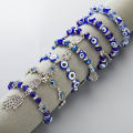 Turkish Bracelets Blue Evil Eye Bead Men Women Handmade Female Charm Bracelet Elastic Couple Lucky Jewelry. 