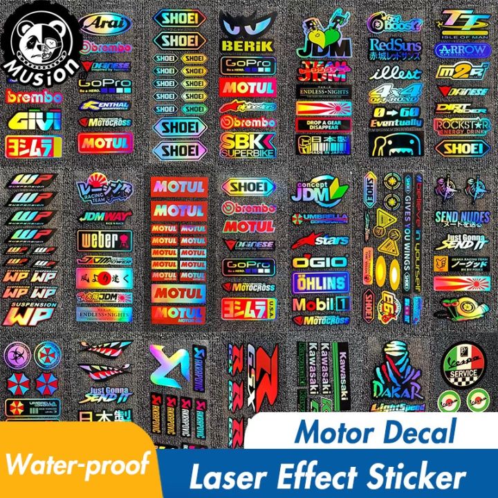 Motorcycle Laser Sticker Set Holographic Helmet Decal Side Stripe Fender Body Bike Stickers Car Decal Waterproof