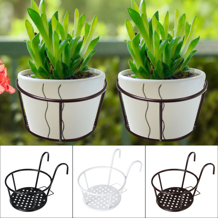 Outdoor Hanging Hot Sell Plant Iron Racks Fence Balcony Round Flower ...