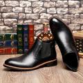 2019 new Chelsea booties male Brock carved casual high shoes male pointed Martin boots - Black {42}. 
