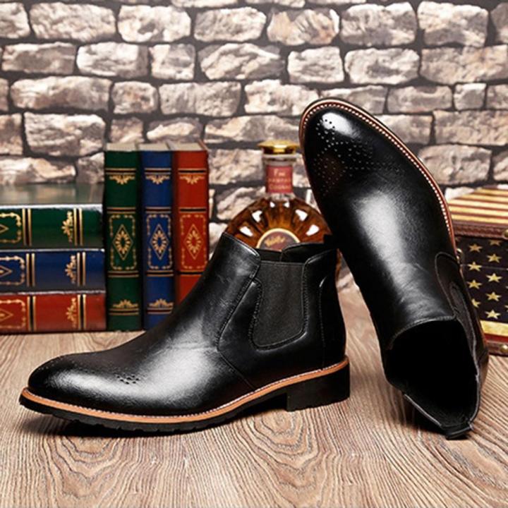 2019%20new%20Chelsea%20booties%20male%20Brock%20carved%20casual%20high%20shoes%20male%20pointed%20Martin%20boots%20-%20Black%20%7B42%7D%20-%20Image%206