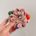 REEBO Wide Cute Simple Female Intestine Bands Headwear For Girls Gift Plush Ball Towel Mop Scrunchies Korean Style Rope Ponytail Holder Women Hair Ring.