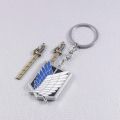 YOCKY Personality Men School Bag Scout Regiment Giant Legion Flag Alloy Anime Rings Attack On Titan Necklace Car Chain Key Chains Pendant. 