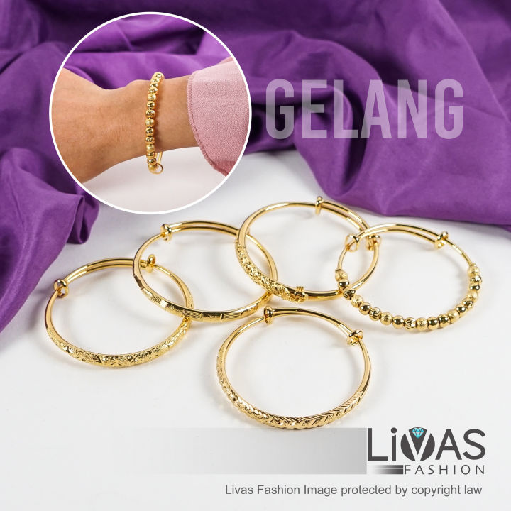 Gelang Tangan Perempuan Bangkok Emas Korea Korean Style Bracelet For Women Aesthetic Goldlian Jewellery | LIVAS Fashion