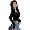 YOCHO New Fashion T shirt Slim Top Womens Long Sleeve Square Neck Women Tshirt. 