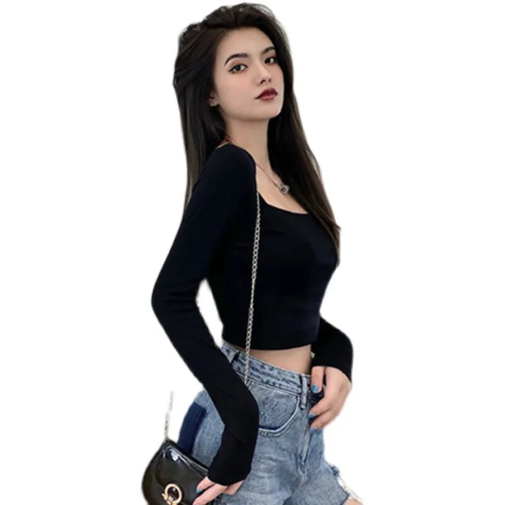 YOCHO%20New%20Fashion%20T%20shirt%20Slim%20Top%20Womens%20Long%20Sleeve%20Square%20Neck%20Women%20Tshirt%20-%20Image%205