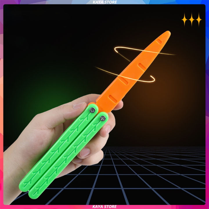 3D Gravity Radish Creative Folding Finger Game Plastic Knifes Luminous Version Butterfly Knife Decompression Toy