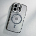 Vorix Sanptoch For Magsafe Invisible Stand Phone Case For iPhone 15 / 14 / 13 / 12 Pro Max Clear Shockproof Bumper Cover For iPhone 15 Pro Transparent Protection Casing With Camera Lens Holder. 