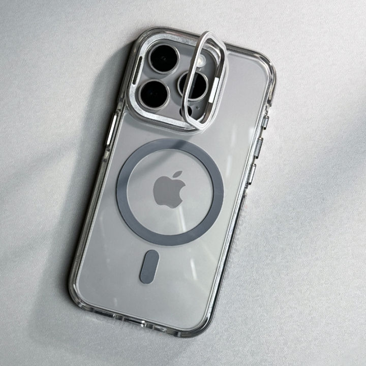 Vorix%20Sanptoch%20For%20Magsafe%20Invisible%20Stand%20Phone%20Case%20For%20iPhone%2015%20/%2014%20/%2013%20/%2012%20Pro%20Max%20Clear%20Shockproof%20Bumper%20Cover%20For%20iPhone%2015%20Pro%20Transparent%20Protection%20Casing%20With%20Camera%20Lens%20Holder%20-%20Image%202