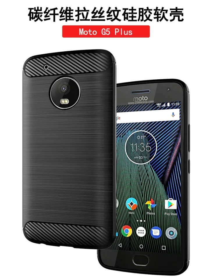 lthmy for Motorola Moto G5 Plus Case Carbon Fiber TPU Soft