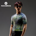 ROCKBROS Qunature Male Cycling Jersey Gradient Phantom Short Sleeve Shirt Co-Branded LOGO Cycling Top 3 Pockets And Smooth YKK Zipper Cycling Wear Sport Clothing. 