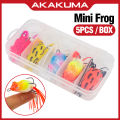 3cm/4.2g Boxed 5Pcs Soft Frog Lure Mini 3D Eyes Soft Plastic Frog Fishing Lure With Sequins Top Water.