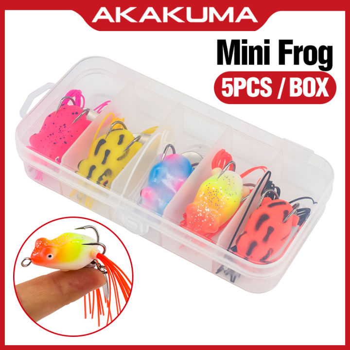3cm/4.2g Boxed 5Pcs Soft Frog Lure Mini 3D Eyes Soft Plastic Frog Fishing Lure With Sequins Top Water