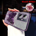 Affordable For Xiaomi Redmi 13 4G / Redmi 13 5G / Redmi 13C 4G / Redmi 13C 5G Back Cover Luxury Slim Gradient Glitter Phone Case with Stylish Cute Butterfly Stand for Girls Clear Soft Silicone Protective Pouch. 