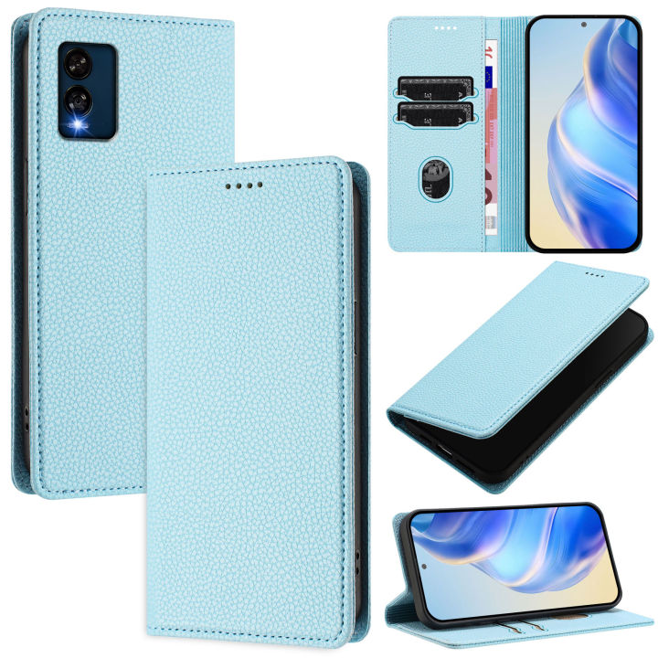 lthmy for BLU View Speed 5G B1550VL Leather Flip Case Litchi Grain Wallet Style with Card Holder Stand Phone Case