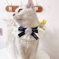 Zhongku Pet Bib Letter Ribbon Collar Camellia Flower Bow Necklaces Decorative Bibs. 