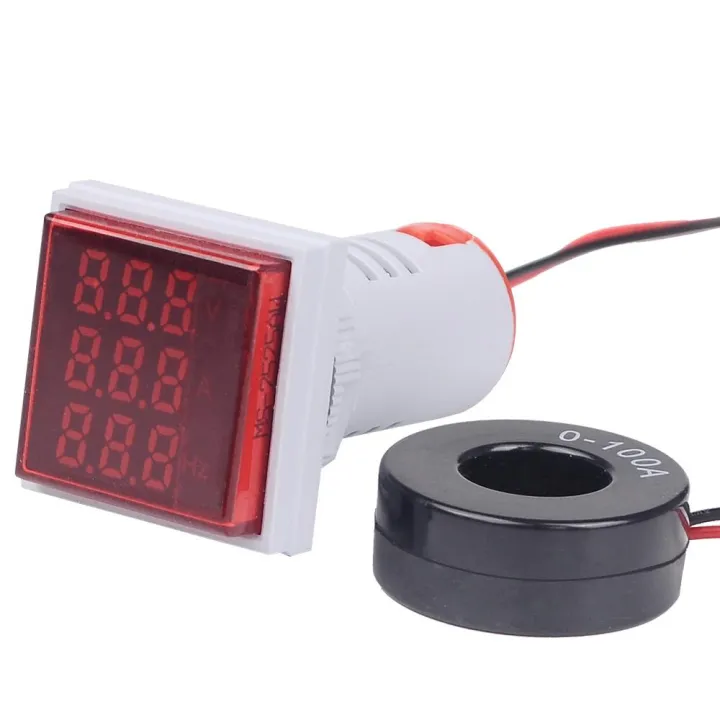 3 in 1 22mm 50-380V 100A 99Hz Tools DIY Digital LED Volt Amp HZ AC ...