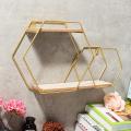Modern Iron HOT SELL New Stand Mount Wall Hang Shelf Receiving Frame Holder Home Decoration - golden. 