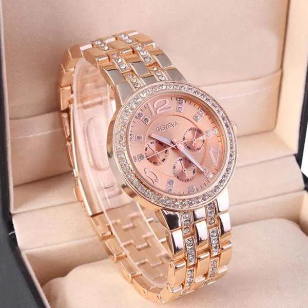 Geneva Rose Gold Watch Women Luxury Brand