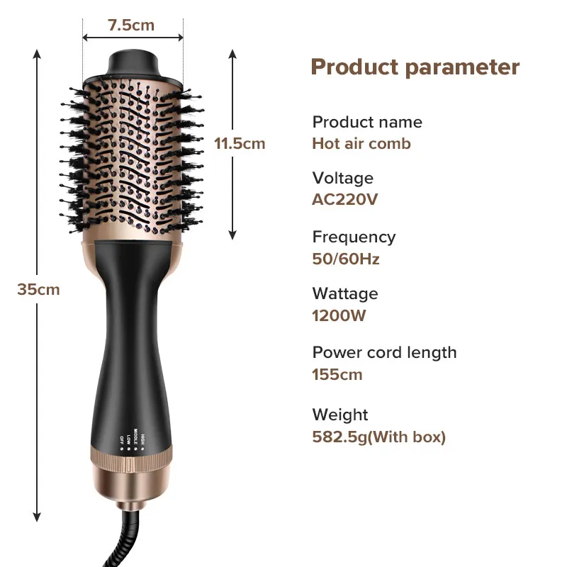 Ubeator -1200W Hot Air Hair Comb Brush Hair Dryer In