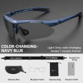 ROCKBROS Cycling Glasses Photochromic Polarized Lens Detachable Headband Myopia Frame Sports Sunglasses. 