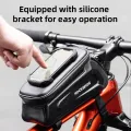 ROCKBROS Hard Shell Upper Tube Bag Large Open Flap And 1.5L Capacity Storage Pocket Phone Holder For Models Up To 6.5 Inches Front Bag Bike Accessories. 