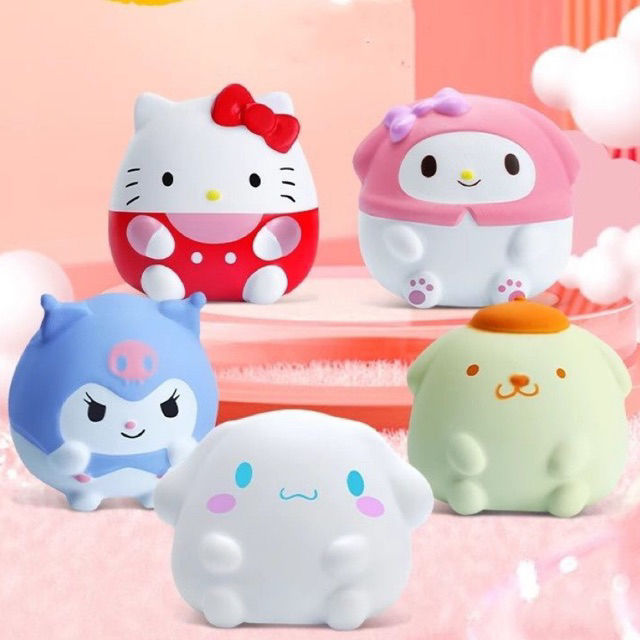 Sanrio Toys Squishy Compression Ball Cinnamon Kitty Pom Purin Cute Stress Relieving Doll Slow Rebound Pinching Music Toy Kuromi Melody