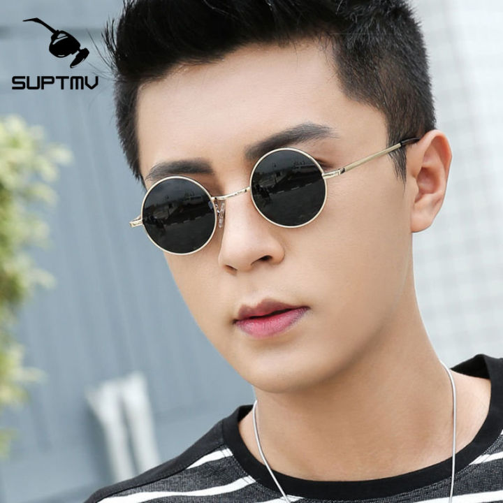 Suptmv Round Metal Frame Sunglasses with UV Protection Vintage Fashion Genuine Shades 2023 New Driving Aesthetic Eye Glasses for Men Style SU35