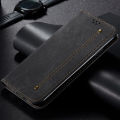 lthmy for Xiaomi Redmi Turbo 3 case Retro Denim Leather Flip Wallet Stand Casing Cover. 