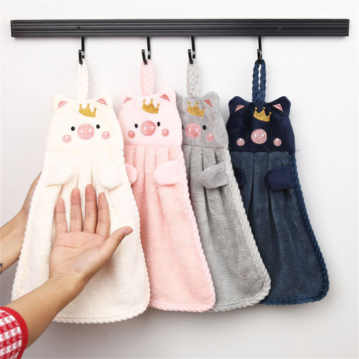 Hourser%204Pcs%20Cute%20Hand%20Towel%20Coral%20velvet%20Dish%20Cloth%20Towel%20Kitchen%20Clean%20Towel%20Wipping%20Rags%20Hanging%20Towel%20Bathroom%20Hand%20Dryer%20Towel%20-%20Image%204