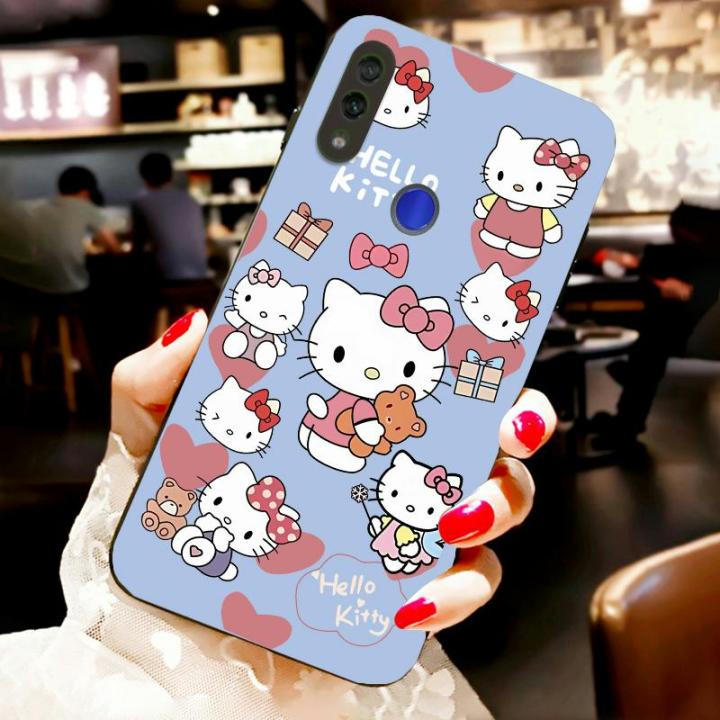 For Redmi Note 7 Back Cover Case Fashion Cute kitty Square Frame Soft Silicone Shockproof Camera Lens Protector Phone Cases