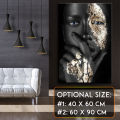 CM-40x60 Frameless Wall Decoration Black Gold Woman Canvas African Art Best Selling Oil Painting Print Pictures. 