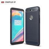 For OnePlus 5T Shockproof Carbon Fiber Soft Rubber Case TPU Cover Anti scratch Navy