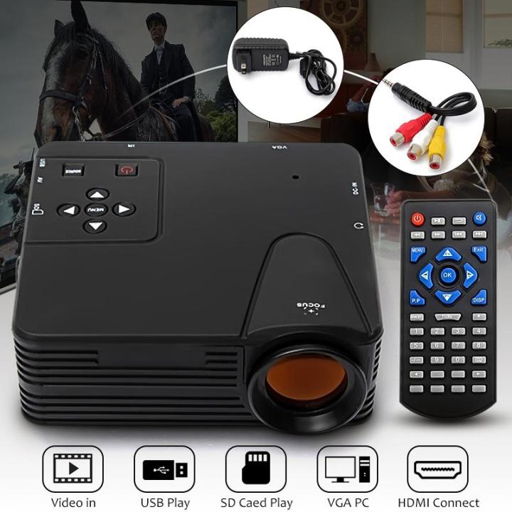 HD 1080P Home Cinema Theater Multimedia LED LCD Projector PC AV TV VGA  HDMI Black-Black