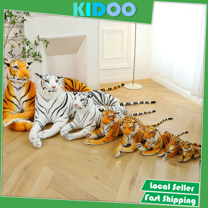 KIDOO 30cm - 60cm Plush Toy Simulation Life Doll Tiger Pillow Patung Harimau Zoo Stuffed Toys
