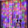 3Mx3M 300Leds Curtain Light AC220V 3X2M 200leds 3x1M 100Leds String Lights Fairy Festoon For Garland Xmas Window Christmas Wedding Ramadan Home Decoration. 