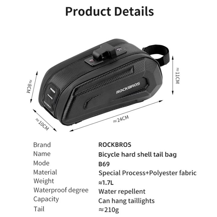 ROCKBROS%201.5L%20Hard%20Shell%20Bike%20Bag%20Rainproof%20Reflective%20MTB%20Bicycle%20Bag%20Cycling%20Portable%20Hang%20Light%20Saddle%20Seatpost%20Rear%20Panniers%20-%20Image%205