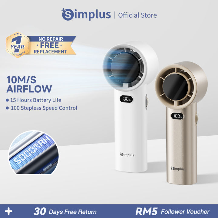 Simplus Handheld Mini Fan Simplus Handheld Mini Fan 10m/s High Speed 100 Stepless Speeds 15h ...